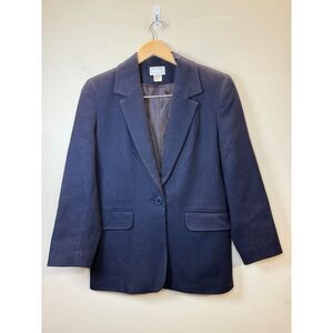 Preview Petites Collection Women's Blazer Size Small Blue Merino Wool Classic